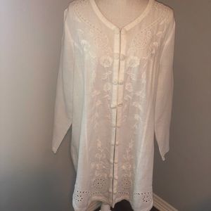 Soft Surroundings white embroidered dress size L